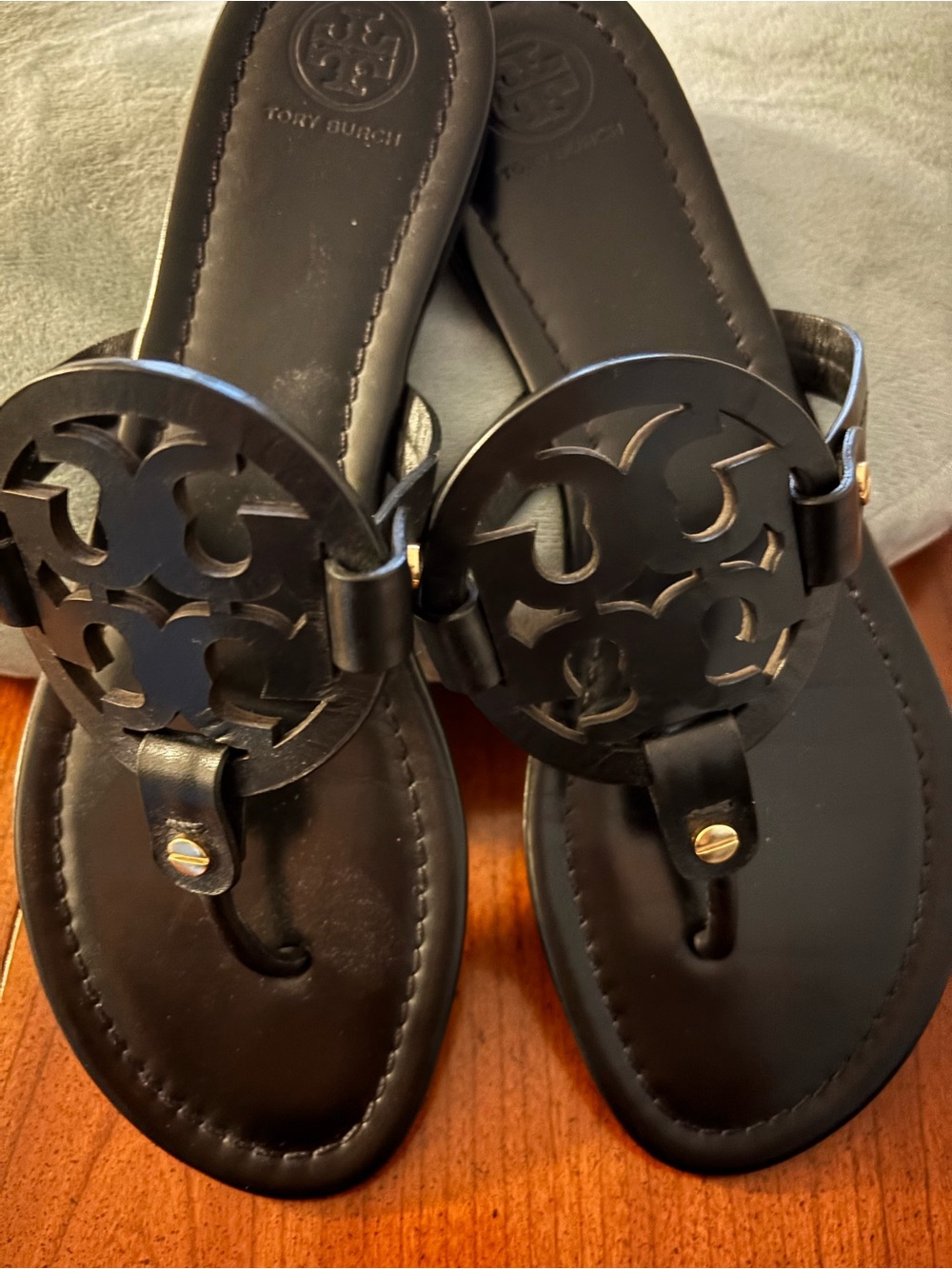 Tory Burch Miller Leather Thong Sandal in Black